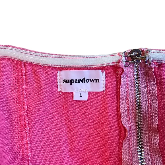 NWT SUPERDOWN Revolve Dominique Pink Denim Strapless Tank Size Large - Picture 4 of 4